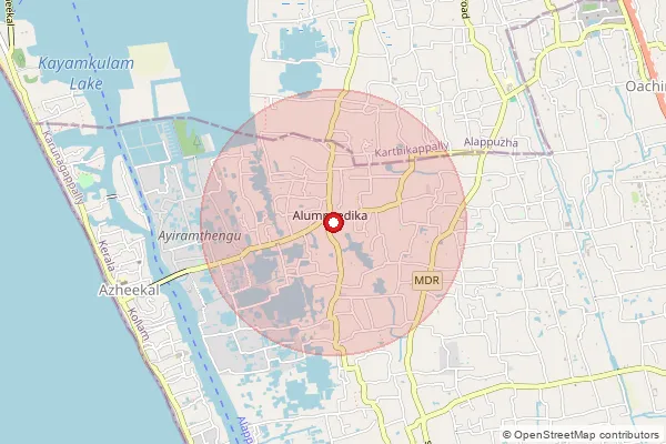 Map showing approximate area covered by Pincode 690547 — Azheekkalthura Bo, Kollam