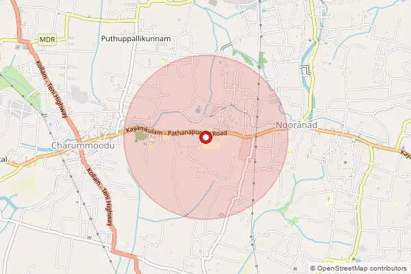 Map showing approximate area covered by Pincode 690571 — Nooranad Sanatorium So, Alappuzha