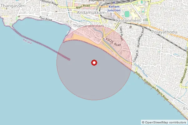 Map showing approximate area covered by Pincode 691006 — Pallithottam So, Kollam