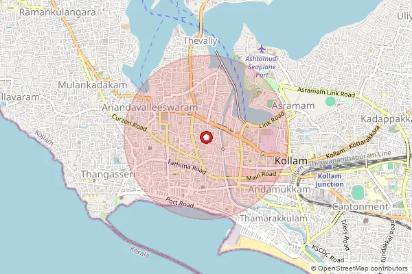 Map showing approximate area covered by Pincode 691009 — Thevally So, Kollam