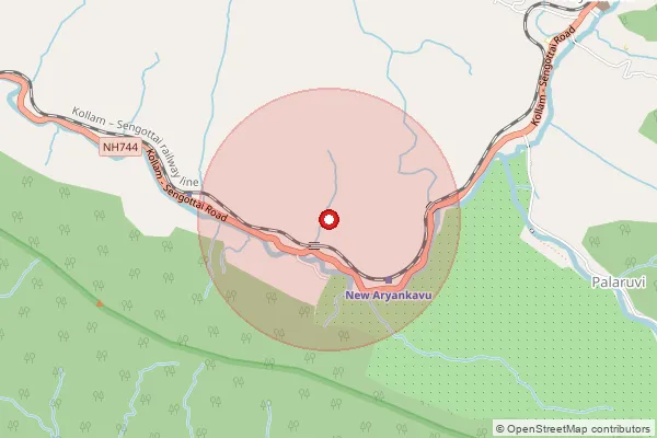 Map showing approximate area covered by Pincode 691309 — Edapalayam Bo, Kollam