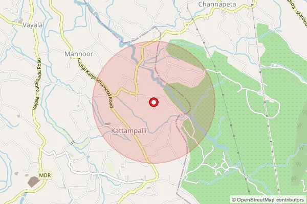 Map showing approximate area covered by Pincode 691311 — Anakulam Bo, Kollam