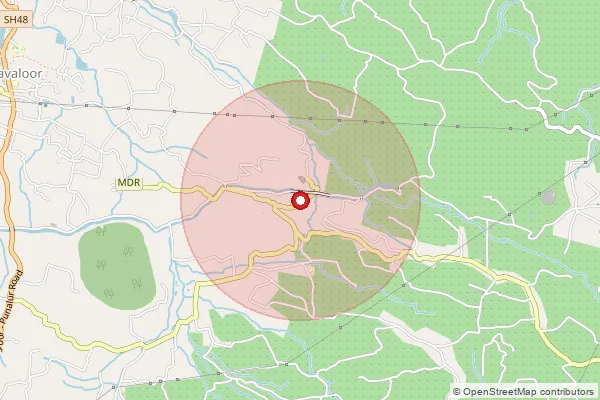 Map showing approximate area covered by Pincode 691312 — Ayilara Bo, Kollam