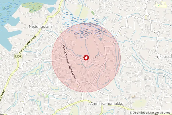 Map showing approximate area covered by Pincode 691334 — Polachira Bo, Kollam