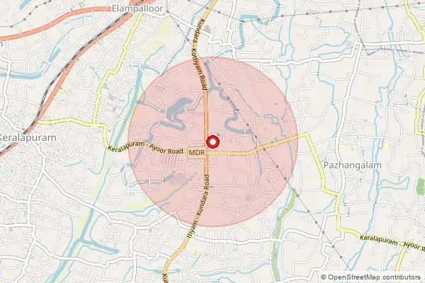 Map showing approximate area covered by Pincode 691504 — Perumpuzha So, Kollam