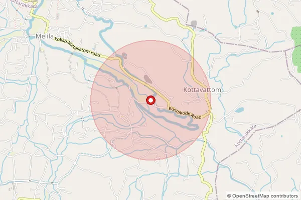 Map showing approximate area covered by Pincode 691508 — Avaneeswaram Bo, Kollam
