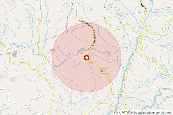 Map showing approximate area covered by Pincode 691512 — Muttara Bo, Kollam