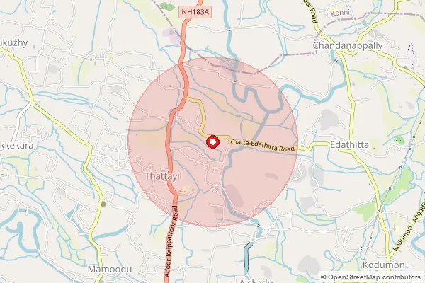 Map showing approximate area covered by Pincode 691525 — Parakara Bo, Pathanamthitta