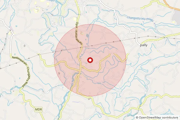 Map showing approximate area covered by Pincode 691527 — Nellikunnam So, Kollam