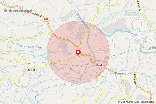 Map showing approximate area covered by Pincode 691531 — Kizhakketheruvu Bo, Kollam
