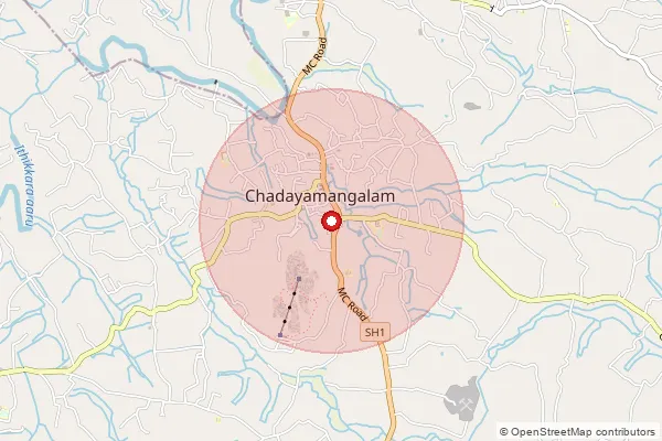 Map showing approximate area covered by Pincode 691534 — Elampazhannur Bo, Kollam