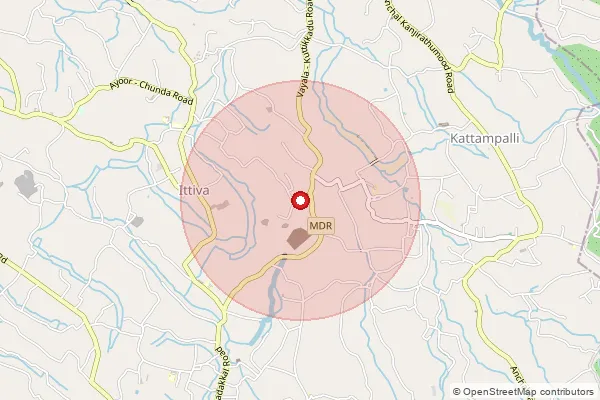 Map showing approximate area covered by Pincode 691536 — Edathara Bo, Kollam