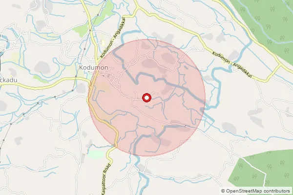 Map showing approximate area covered by Pincode 691555 — Angadical South Bo, Pathanamthitta