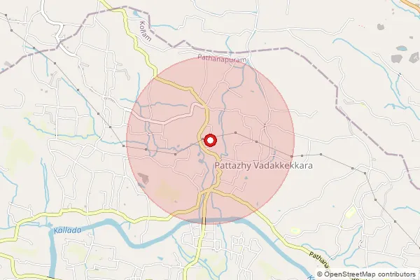 Map showing approximate area covered by Pincode 691556 — Chayalode Bo, Pathanamthitta