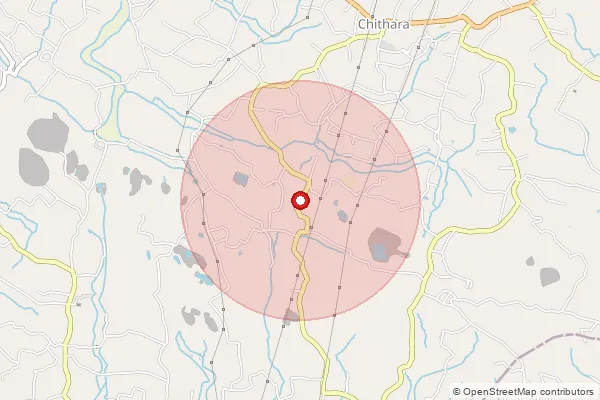 Map showing approximate area covered by Pincode 691559 — Chithara So, Kollam