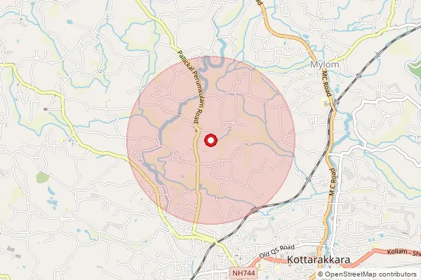 Map showing approximate area covered by Pincode 691566 — Pallickalkottarakara So, Kollam