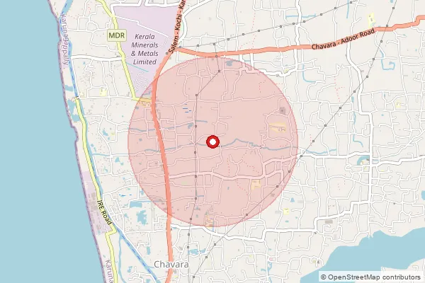 Map showing approximate area covered by Pincode 691584 — Vadakkumbhagom Bo, Kollam