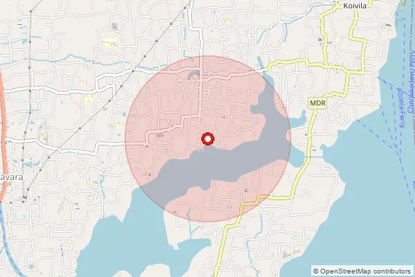 Map showing approximate area covered by Pincode 691585 — Mukundapuram So, Kollam