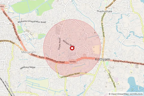 Map showing approximate area covered by Pincode 691589 — Umayanallur I E So, Kollam