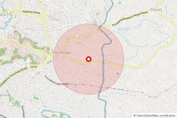 Map showing approximate area covered by Pincode 695013 — Cheriyakonni Bo, Thiruvananthapuram