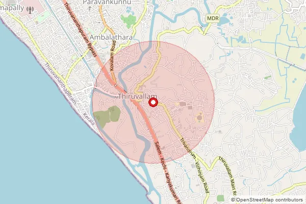 Map showing approximate area covered by Pincode 695027 — Thiruvallom So, Thiruvananthapuram