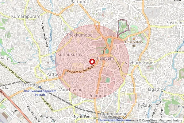 Map showing approximate area covered by Pincode 695034 — Thiruvananthapuram  University So, Thiruvananthapuram