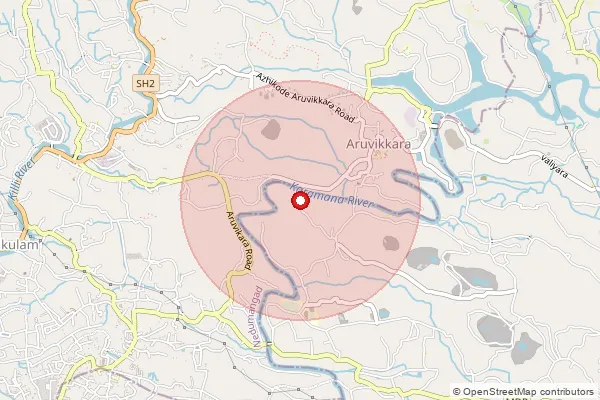 Map showing approximate area covered by Pincode 695038 — Ptp Nagar So, Thiruvananthapuram