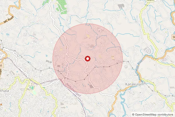 Map showing approximate area covered by Pincode 695043 — Kallayam Bo, Thiruvananthapuram