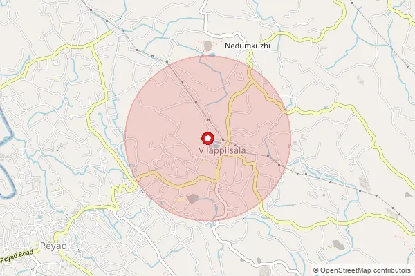 Map showing approximate area covered by Pincode 695123 — Kodungavila Bo, Thiruvananthapuram