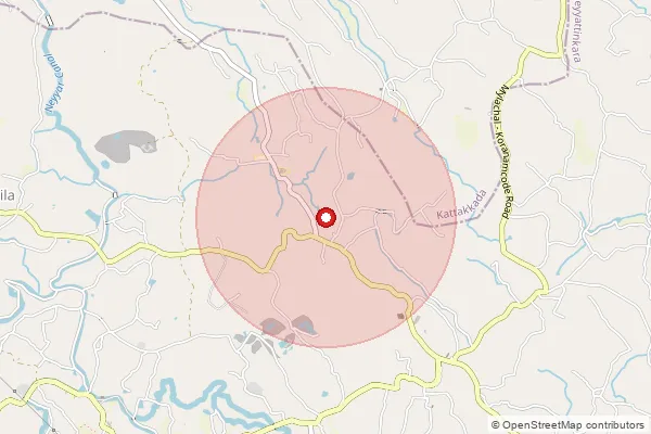 Map showing approximate area covered by Pincode 695124 — Anavoor Bo, Thiruvananthapuram