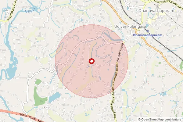 Map showing approximate area covered by Pincode 695132 — Chenkal So, Thiruvananthapuram