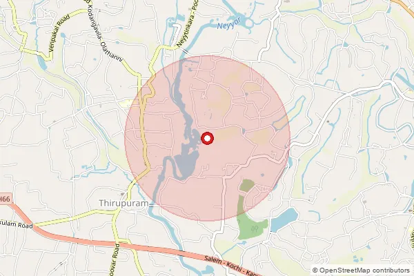 Map showing approximate area covered by Pincode 695133 — Tirupuram So, Thiruvananthapuram