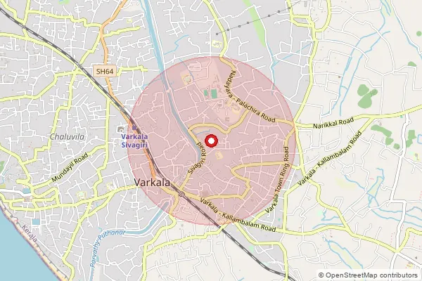 Map showing approximate area covered by Pincode 695141 — Sivagiri Mutt Bo, Thiruvananthapuram