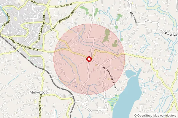 Map showing approximate area covered by Pincode 695142 — Cherunniyur So, Thiruvananthapuram