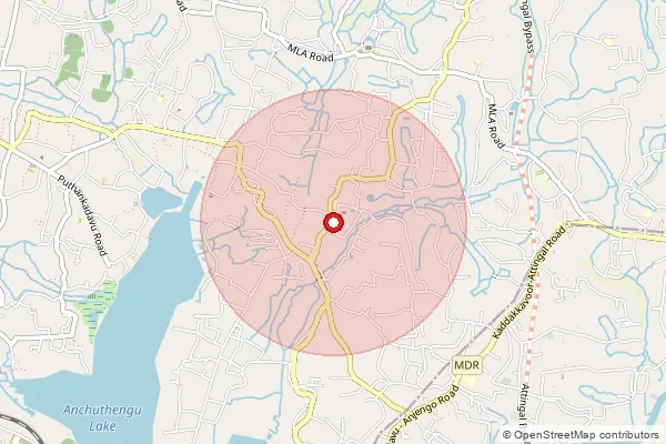 Map showing approximate area covered by Pincode 695144 — Kulamuttam Bo, Thiruvananthapuram