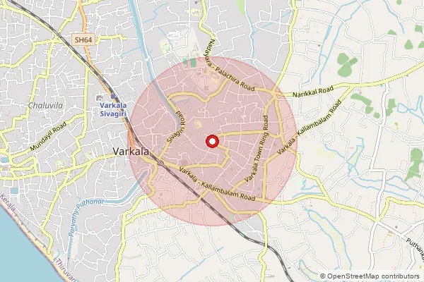Map showing approximate area covered by Pincode 695145 — Muttappalam Bo, Thiruvananthapuram