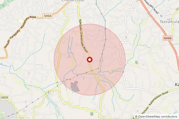 Map showing approximate area covered by Pincode 695146 — Muthana Bo, Thiruvananthapuram