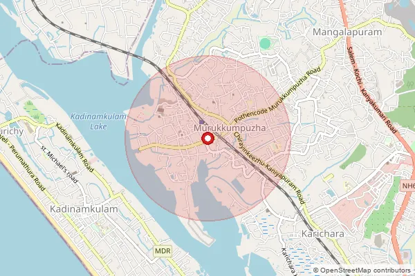 Map showing approximate area covered by Pincode 695302 — Murukumpuzhaa So, Thiruvananthapuram
