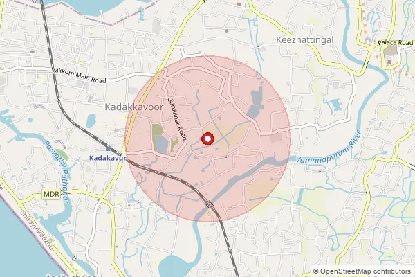 Map showing approximate area covered by Pincode 695306 — Anathalavattom Bo, Thiruvananthapuram