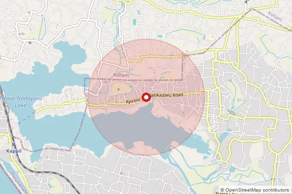 Map showing approximate area covered by Pincode 695310 — Elakamon Bo, Thiruvananthapuram