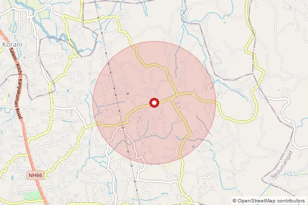 Map showing approximate area covered by Pincode 695313 — Manjamala Bo, Thiruvananthapuram