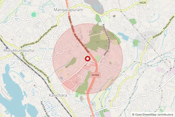 Map showing approximate area covered by Pincode 695316 — Pallipuram So Thiruvananthapuram, Thiruvananthapuram