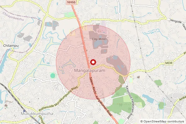 Map showing approximate area covered by Pincode 695317 — Thonnakkal So, Thiruvananthapuram