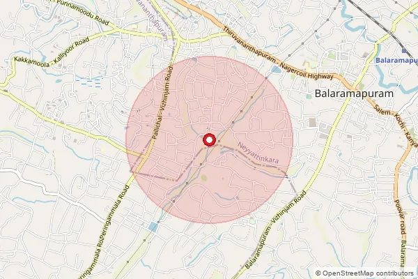 Map showing approximate area covered by Pincode 695501 — Chowara Bo, Thiruvananthapuram