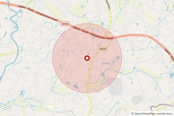 Map showing approximate area covered by Pincode 695506 — Kakkavila Bo, Thiruvananthapuram