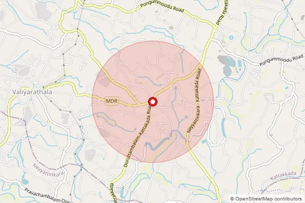 Map showing approximate area covered by Pincode 695507 — Ooruttambalam So, Thiruvananthapuram