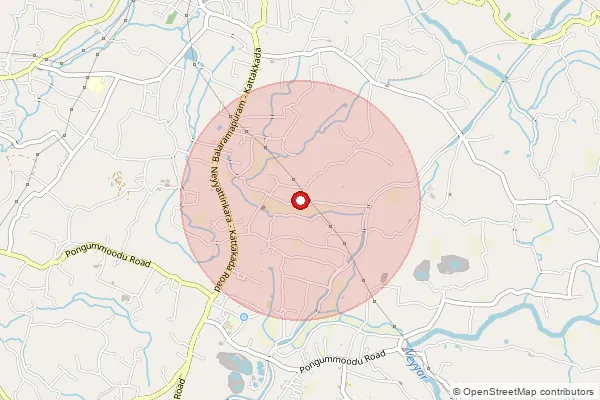 Map showing approximate area covered by Pincode 695512 — Kuvalassery So, Thiruvananthapuram