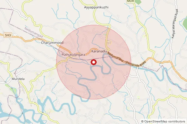 Map showing approximate area covered by Pincode 695541 — Anad Bo, Thiruvananthapuram