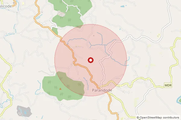 Map showing approximate area covered by Pincode 695542 — Kottakkakom Bo, Thiruvananthapuram