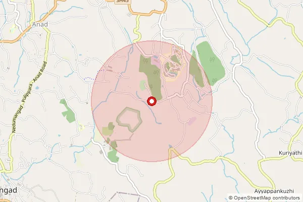 Map showing approximate area covered by Pincode 695547 — Valiamala So, Thiruvananthapuram